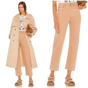 NEW Re/Done Originals 70s Ultra High Rise Stove Pipe Jeans in Washed Kha…